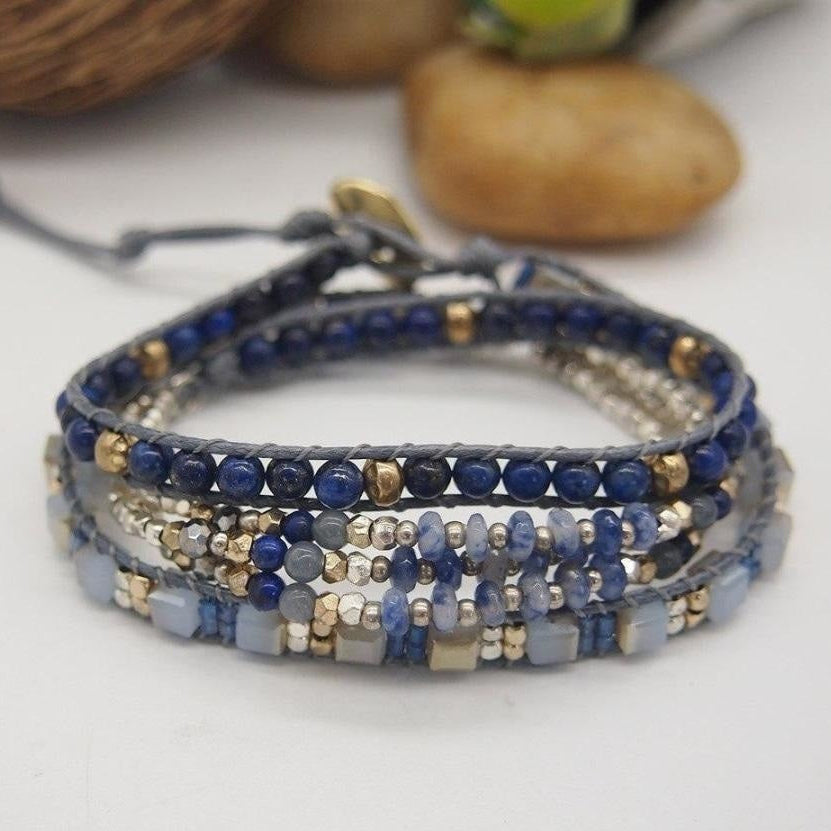 Natural Lapis Lazuli & Blue Aventurine Wrap Bracelet™