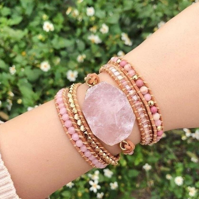 Natural Rose Quartz Heart Chakra Wrap Bracelet™