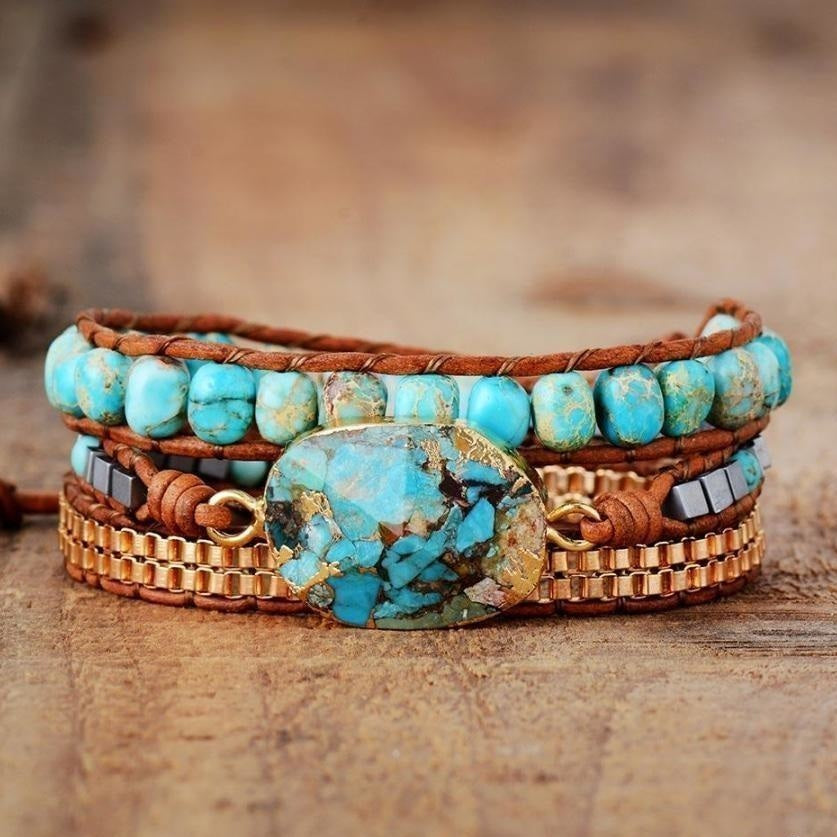 Natural Turquoise Howlite Wrap Bracelet™
