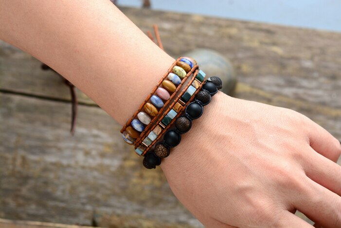 Cracked Onyx Braided Bracelet - Black