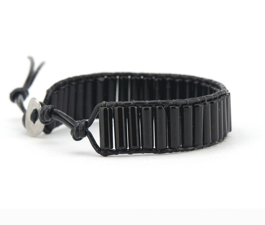 Tube Beads Black Onyx Bracelet