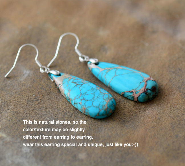 Imperial Jasper Turquoise Teardrop Earrings