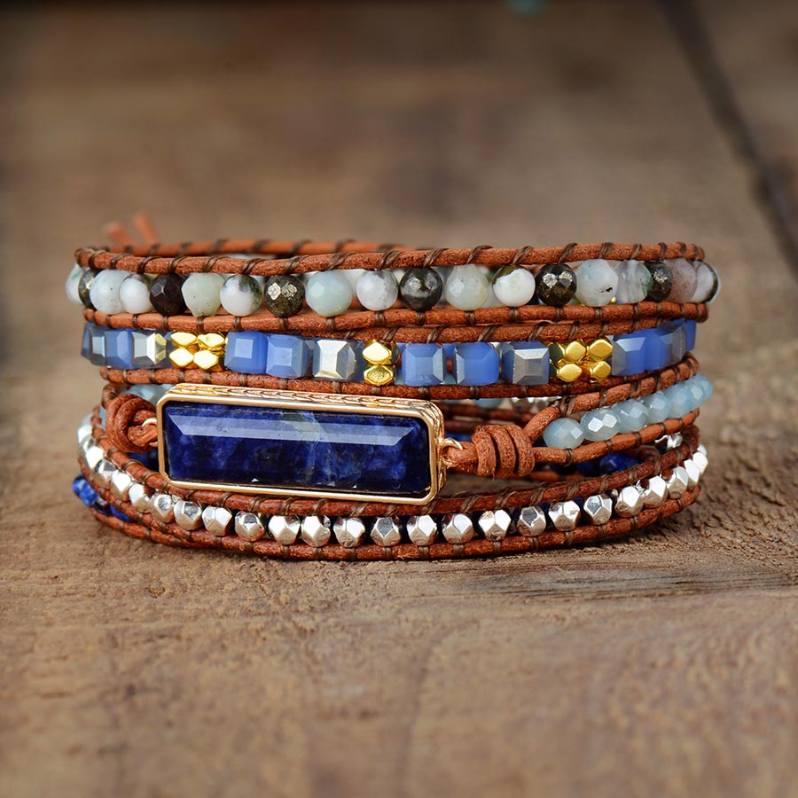 Sodalite Statement Wrap Bracelet