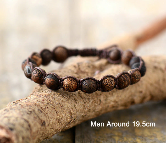 Cracked Onyx Braided Bracelet - Brown