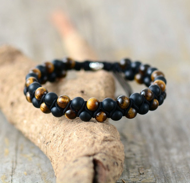 Tiger Eye & Black Onyx Steampunk Bracelet