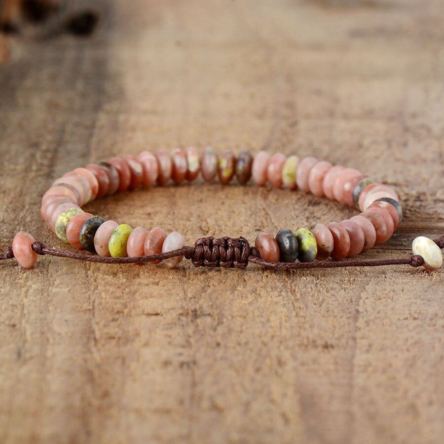 Pink Jasper Disc Beads Bracelet
