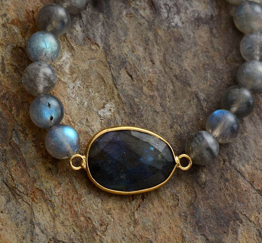 Labradorite Beaded Elastic Bracelet