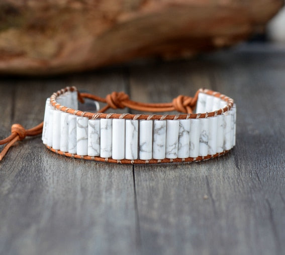 Howlite Tube Beads Bracelet
