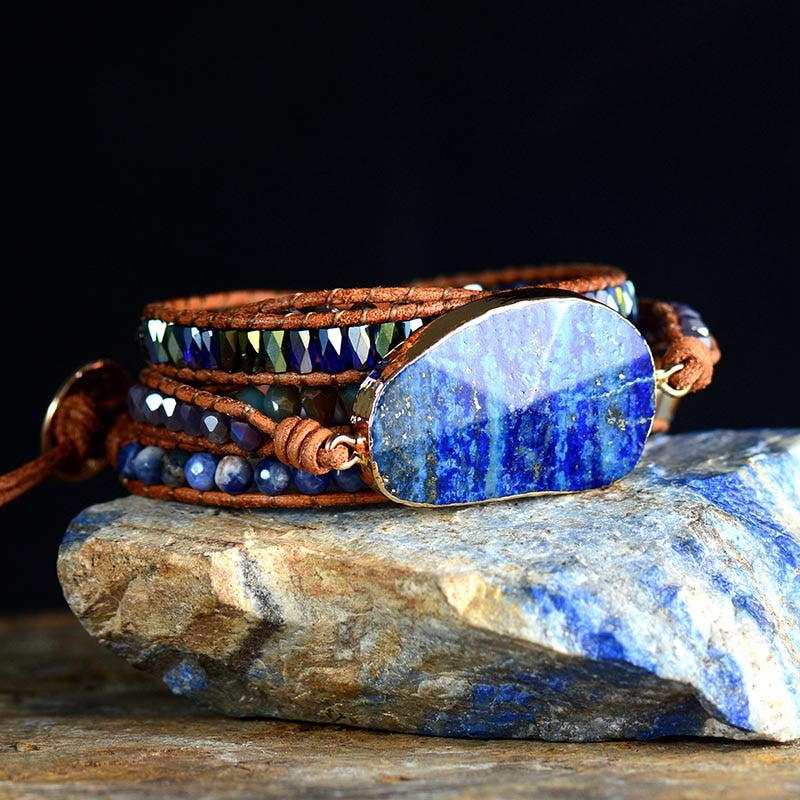 Lapis Lazuli Statement Wrap Bracelet