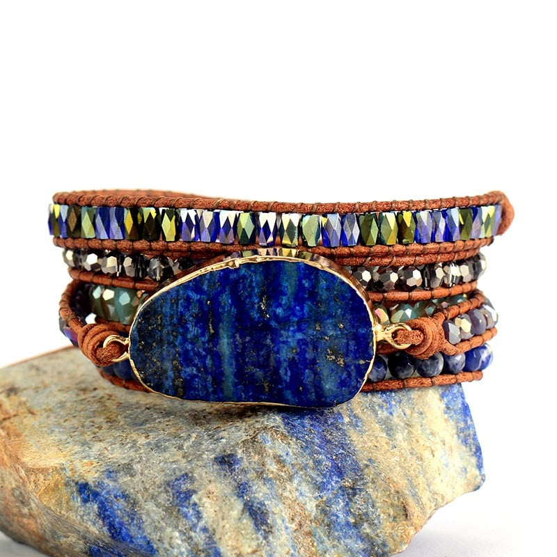 Lapis Lazuli Statement Wrap Bracelet