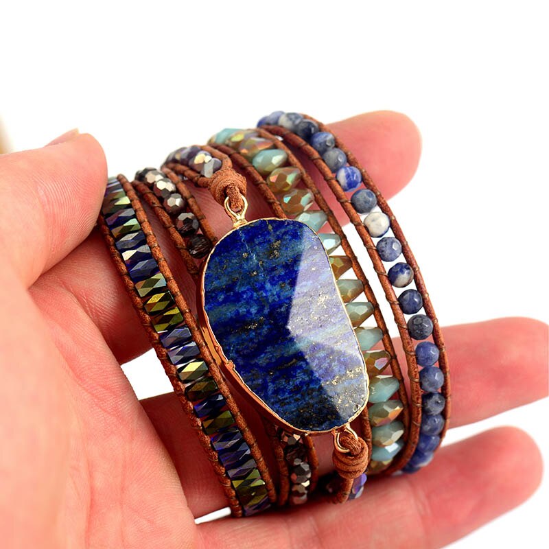 Lapis Lazuli Statement Wrap Bracelet