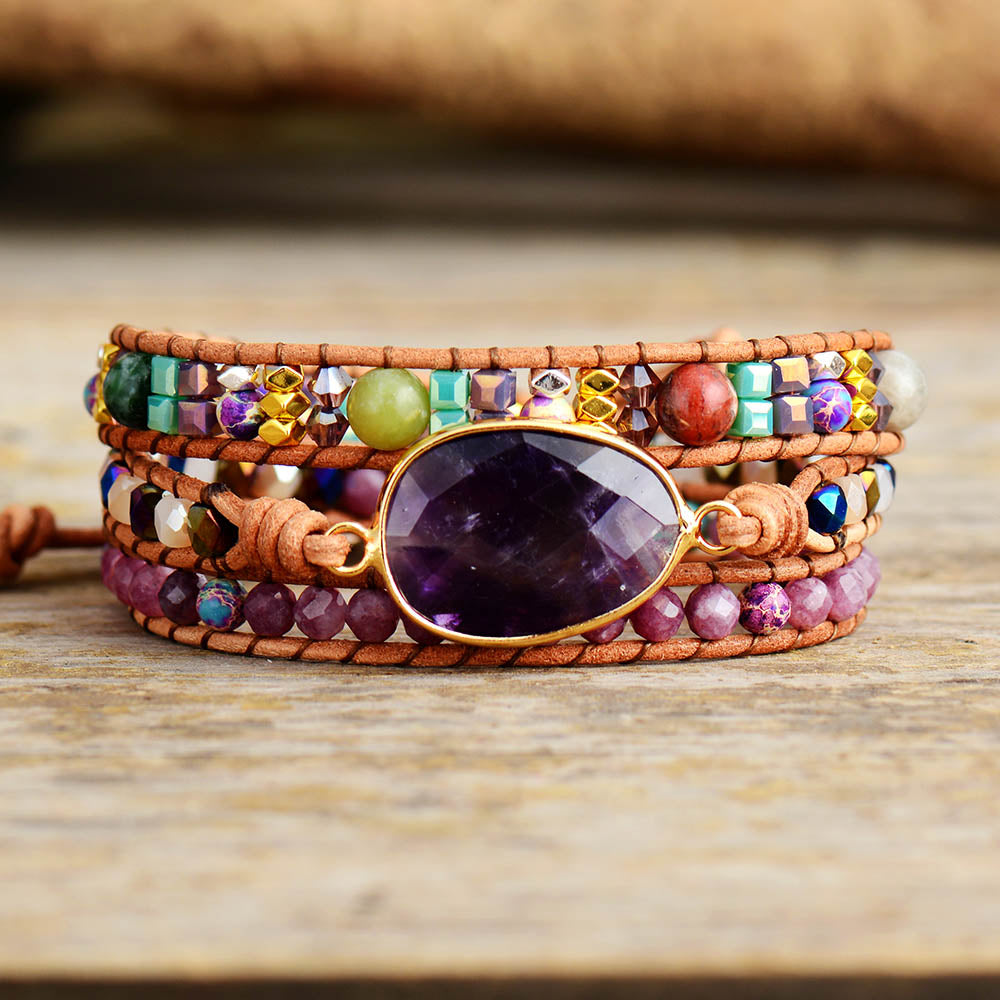 Amethyst Crystal Statement Bracelet