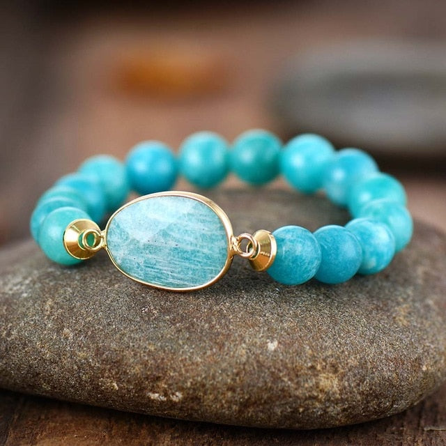 Amazonite Beaded Elastic Bracelet