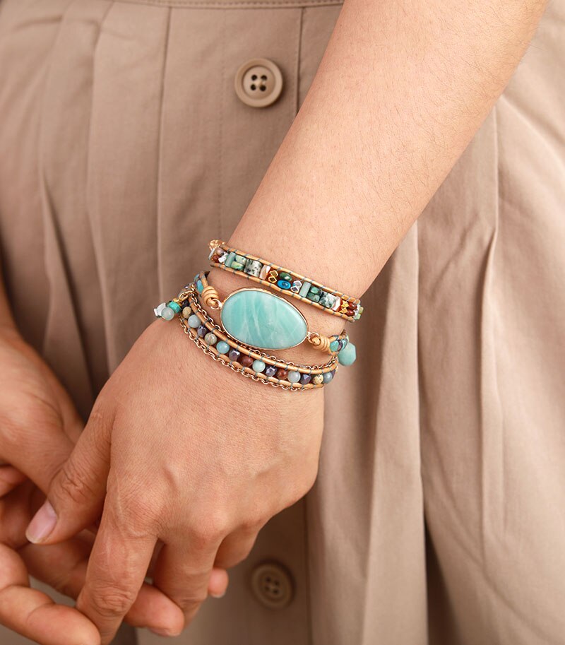 Amazonite Statement Wrap Bracelet