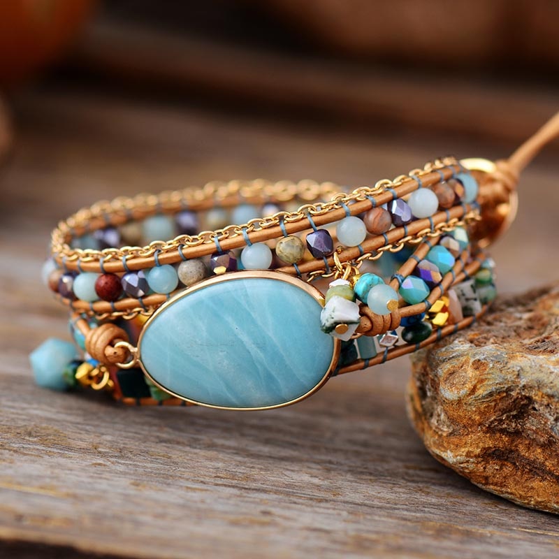 Amazonite Statement Wrap Bracelet