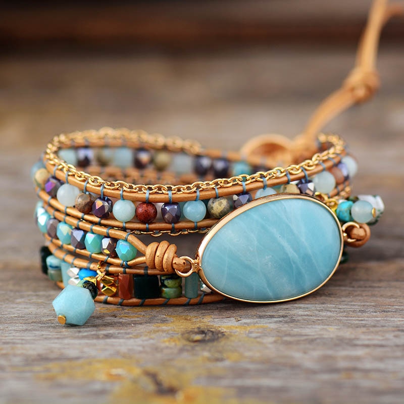 Amazonite Statement Wrap Bracelet