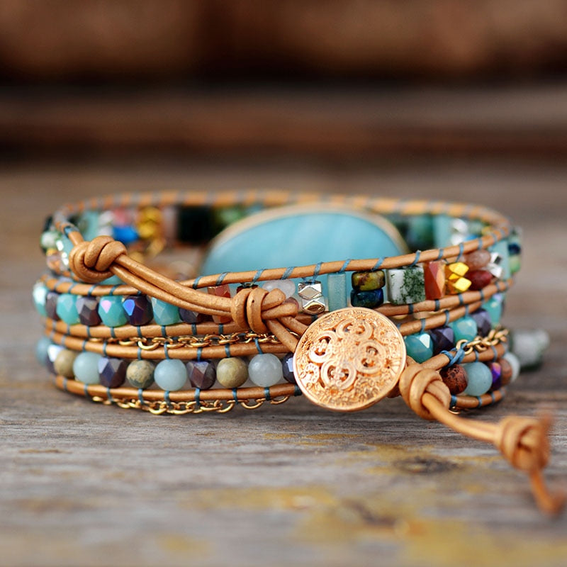 Amazonite Statement Wrap Bracelet