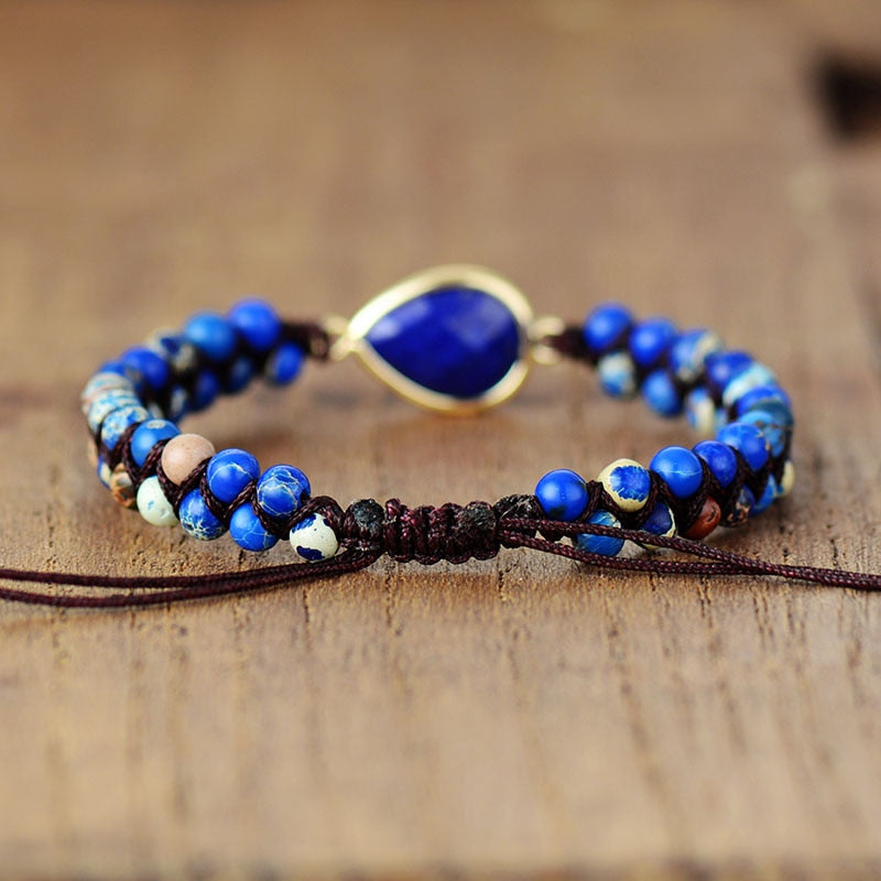 Lapis Lazuli Teardrop Charm Bracelet
