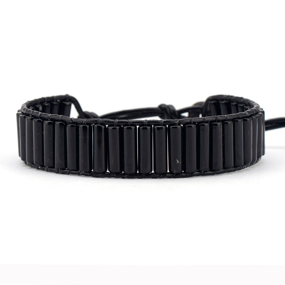 Tube Beads Black Onyx Bracelet