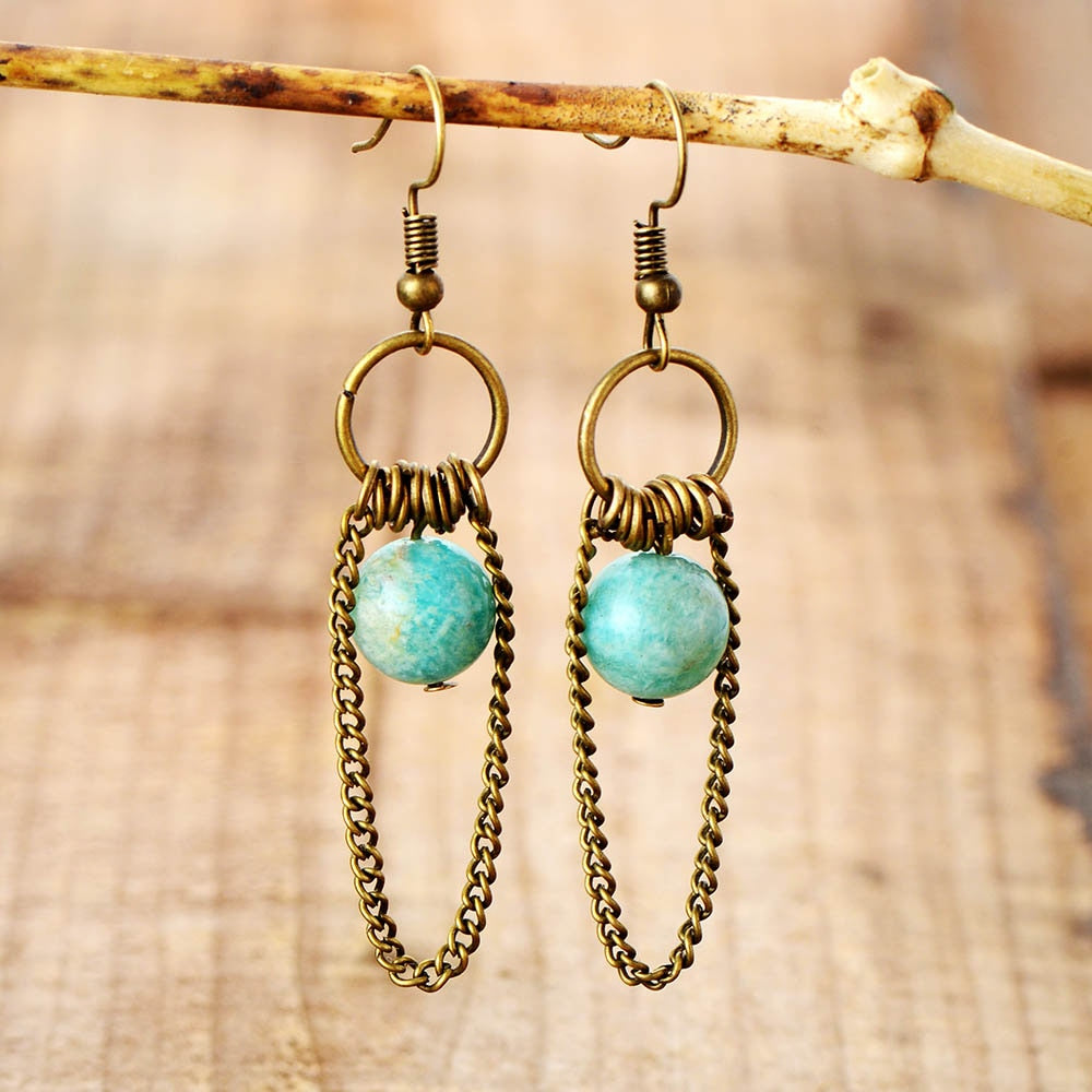 Vintage Amazonite Chandelier Drop Earrings