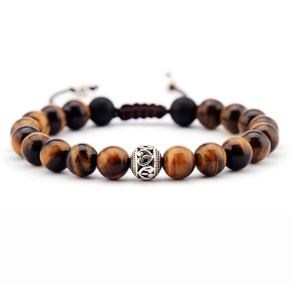 Tiger Eye Black Agate Tibetan Bracelet