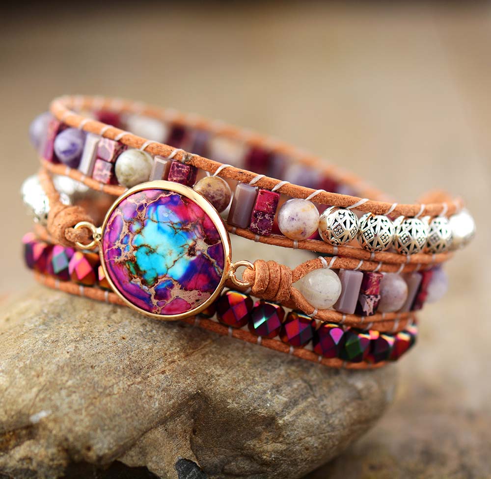 Purple Eye Boho Wrap Bracelet