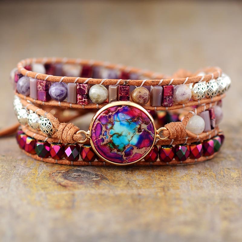 Purple Eye Boho Wrap Bracelet
