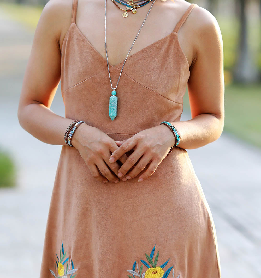 Vintage Gold Chain Turquoise Woven Bracelet