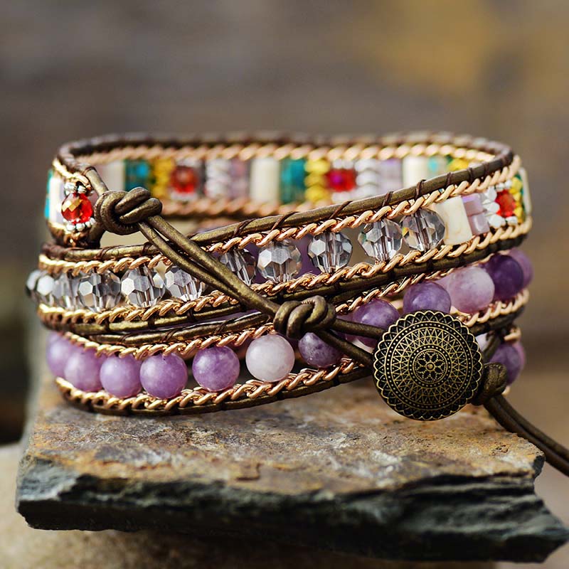 Amethyst Heart Wrap Bracelet