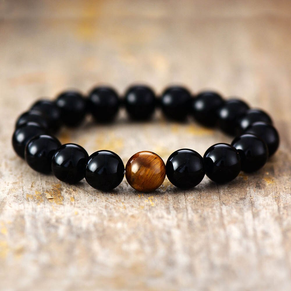 Black Obsidian & Tiger Eye Bracelet