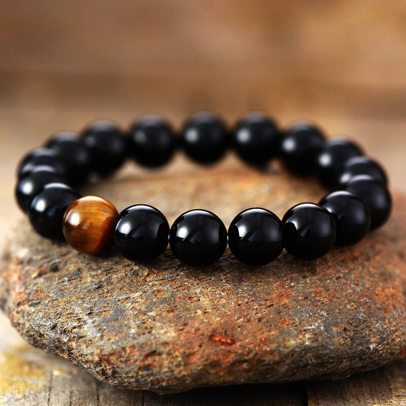 Black Obsidian & Tiger Eye Bracelet