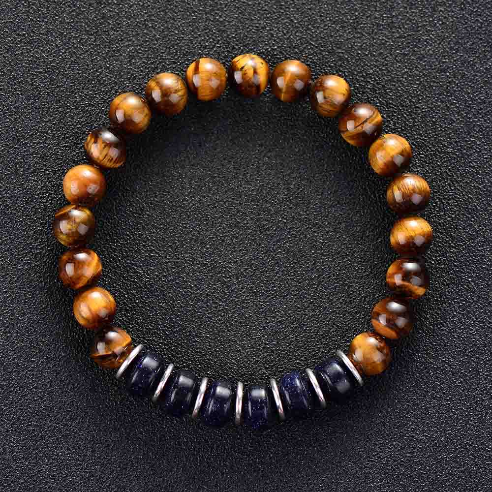 Tiger Eye & Blue Sandstone Stretch Bracelet