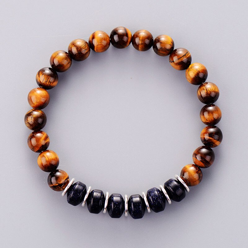 Tiger Eye & Blue Sandstone Stretch Bracelet