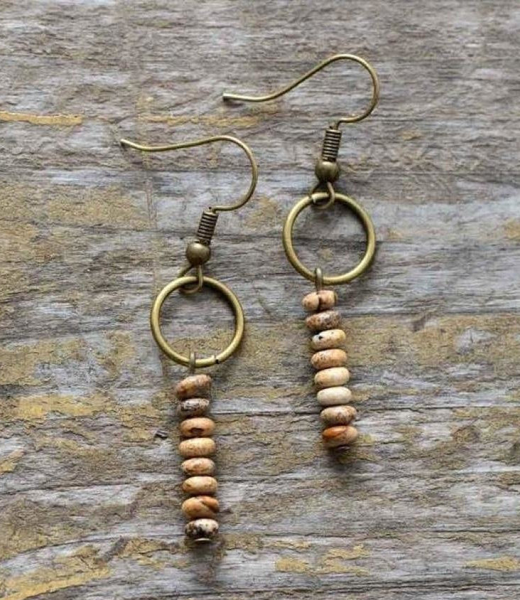 Vintage Natural Jasper Stone Ethnic Circle Earrings™