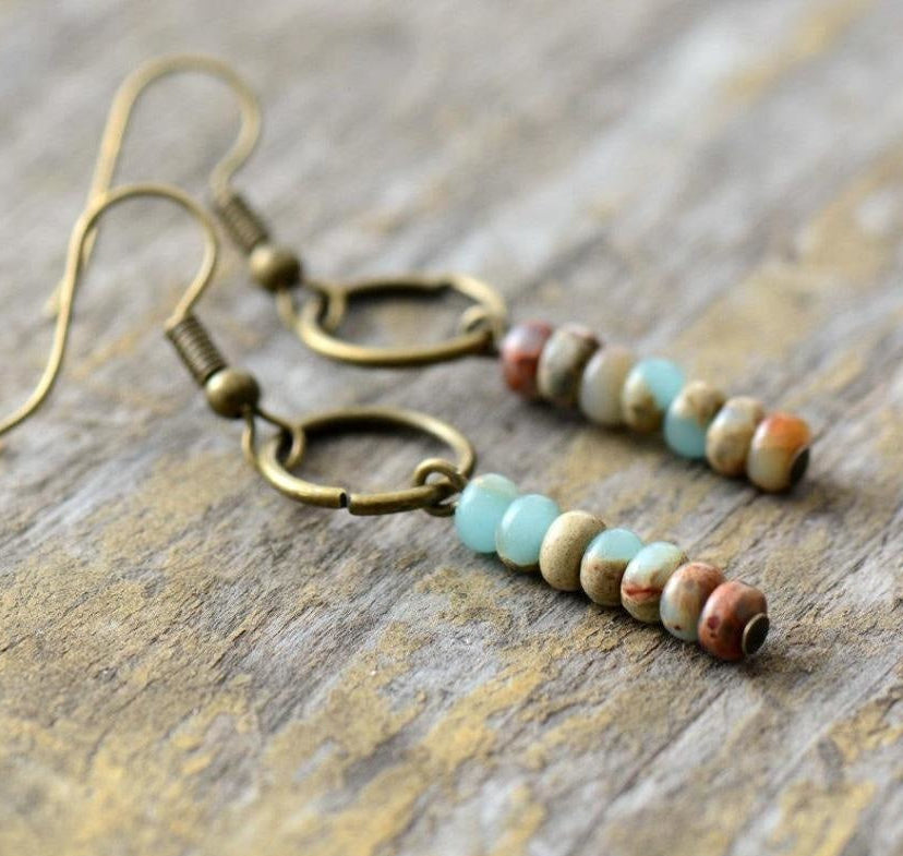 Vintage Natural Jasper Stone Ethnic Circle Earrings™